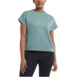 Danskin Women's Plus Size XXL Tidewater Teal Scuba Rib Tee Top Shirt NWT